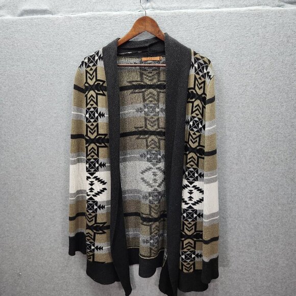 Belldini Womens Large Aztec Print Open Front Cardigan Sweater - Picture 1 of 5